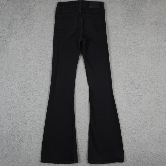 Zara Z1975 Jeans Womens 36 US 4 Black Flare Stretch Denim Dark Wash Boho 26x35 - Picture 2 of 12